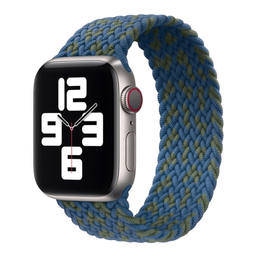 

Nylon Single-turn Braided Watch Band For Apple Watch Ultra 49mm / Series 8&7 45mm / SE 2&6&SE&5&4 44mm / 3&2&1 42mm, Length:145mm(Blue Green)