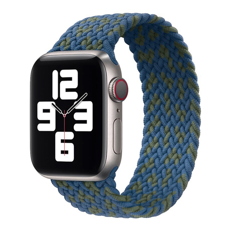 

Nylon Single-turn Braided Watch Band For Apple Watch Ultra 49mm / Series 8&7 45mm / SE 2&6&SE&5&4 44mm / 3&2&1 42mm, Length:155mm(Blue Green)