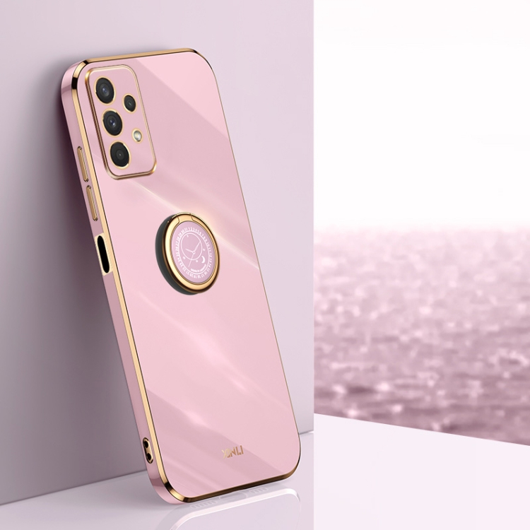

For Samsung Galaxy A32 5G XINLI Straight Edge 6D Electroplate TPU Phone Case with Ring Holder(Cherry Purple)