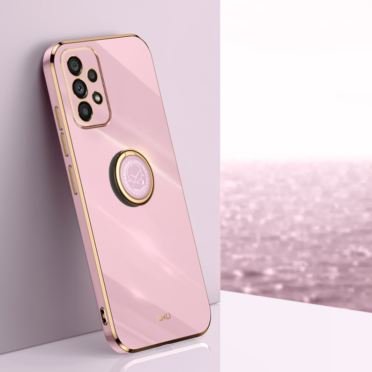

For Samsung Galaxy A23 5G XINLI Straight Edge 6D Electroplate TPU Phone Case with Ring Holder(Cherry Purple)
