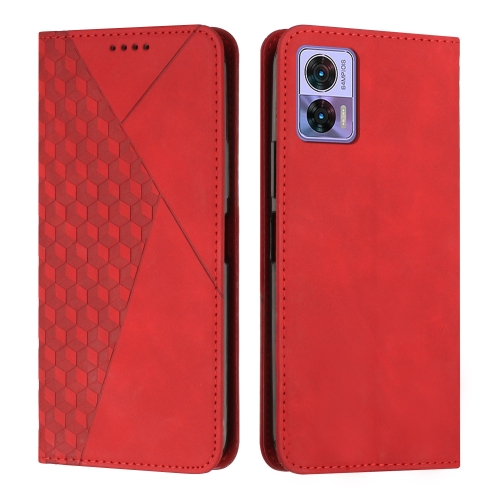 

For Motorola Edge 30 Neo / Edge 30 Lite Diamond Pattern Skin Feel Magnetic Leather Phone Case(Red)