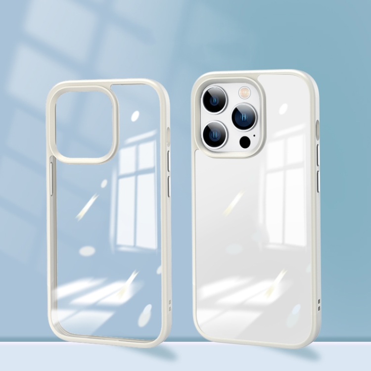 

For iPhone 13 Mirror Transparent TPU + PC Phone Case(White)