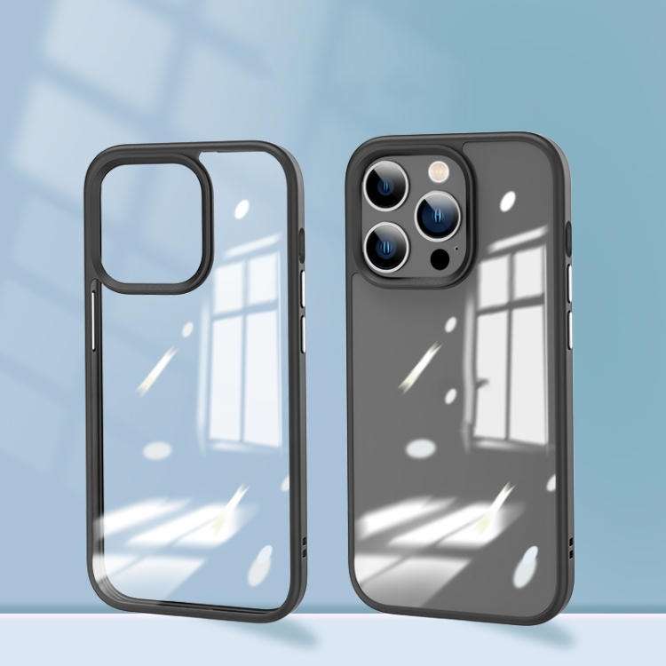 

For iPhone 12 Pro Mirror Transparent TPU + PC Phone Case(Black)