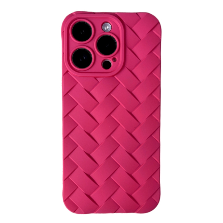 

For iPhone 12 Pro Vintage Braided Texture Skin Phone Case(Rose Red)