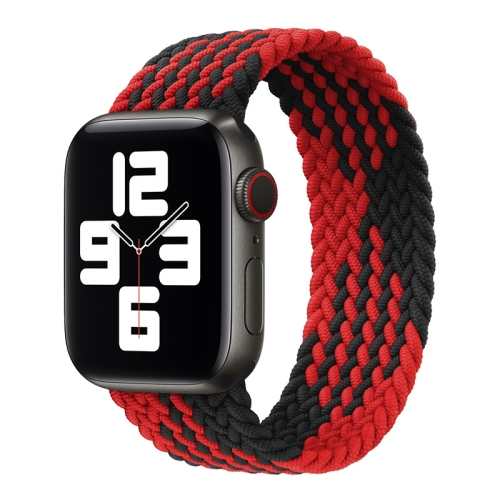 

Nylon Single-turn Braided Watch Band For Apple Watch Series 8&7 41mm / SE 2&6&SE&5&4 40mm / 3&2&1 38mm, Length:145mm(Z Black Red)