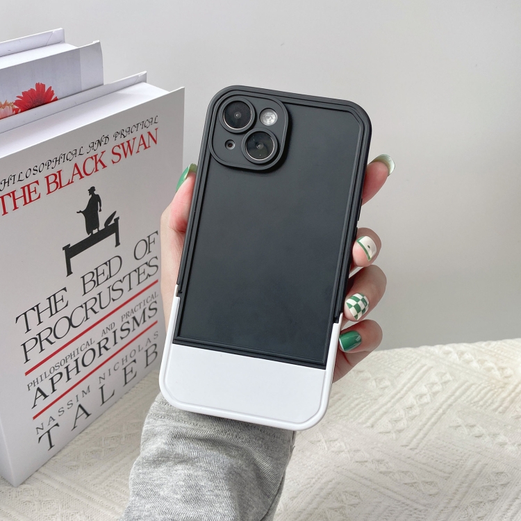 

For iPhone 12 Silicone Folding Bracket Phone Case(Black)