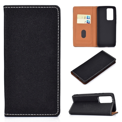 

For Huawei P40 Pro Solid Color Frosted Magnetic Horizontal Flip Leather Case with Card Slots & Holder(Black)