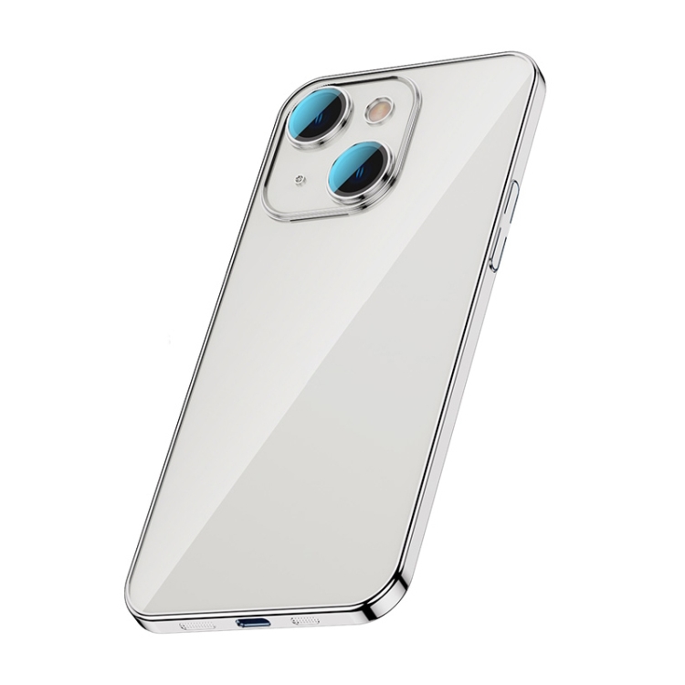 

For iPhone 13 Glass Lens Protection PC Electroplating Phone Case(Silver)