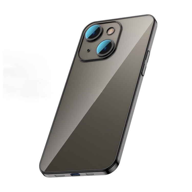 

For iPhone 13 Glass Lens Protection PC Electroplating Phone Case(Black)