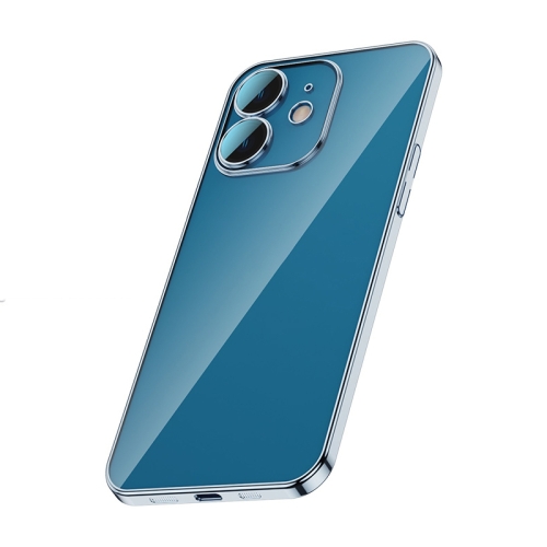 

For iPhone 12 Glass Lens Protection PC Electroplating Phone Case(Sierra Blue)