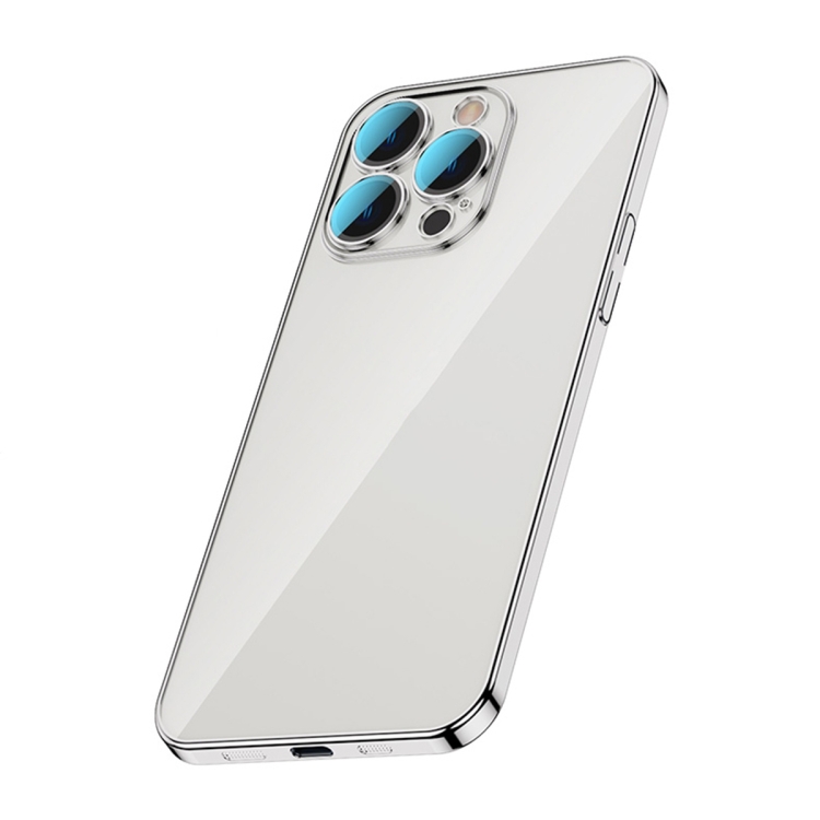 

For iPhone 12 Pro Max Glass Lens Protection PC Electroplating Phone Case(Silver)
