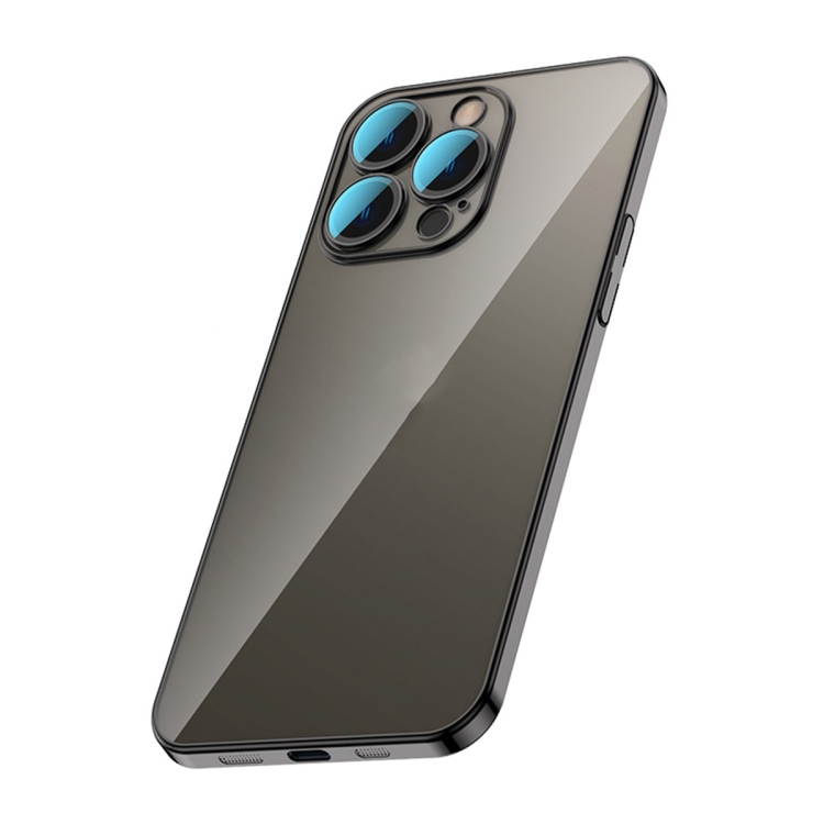 

For iPhone 12 Pro Max Glass Lens Protection PC Electroplating Phone Case(Black)