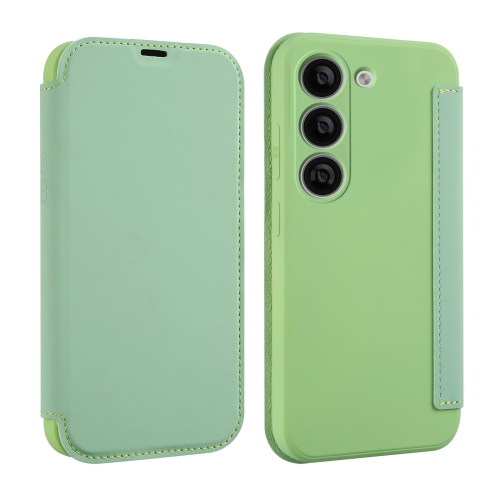 

For Samsung Galaxy S23 5G Imitate Liquid Skin Feel Leather Phone Case with Card Slots(Matcha Green)