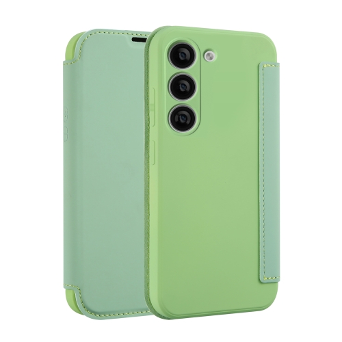 

For Samsung Galaxy S23+ 5G Imitate Liquid Skin Feel Leather Phone Case with Card Slots(Matcha Green)