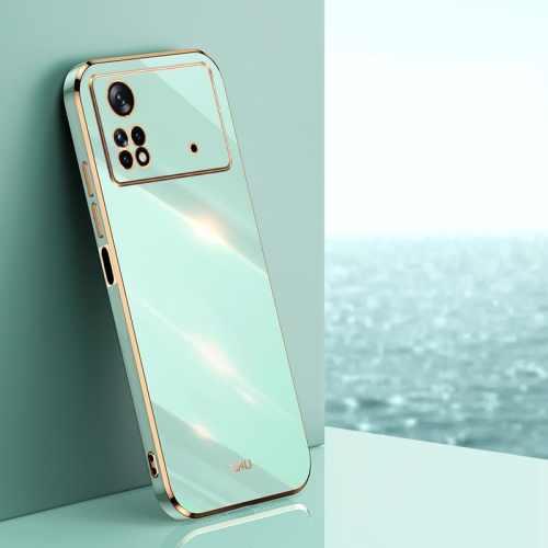 

For Xiaomi Poco M4 Pro XINLI Straight Edge 6D Electroplate TPU Phone Case(Mint Green)