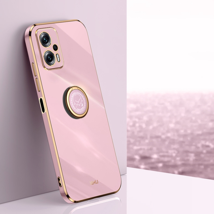 

For Xiaomi Redmi Note 11T Pro XINLI Straight Edge 6D Electroplate TPU Phone Case with Ring Holder(Cherry Purple)