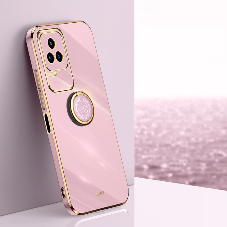 

For Xiaomi Redmi K50 Pro XINLI Straight Edge 6D Electroplate TPU Phone Case with Ring Holder(Cherry Purple)