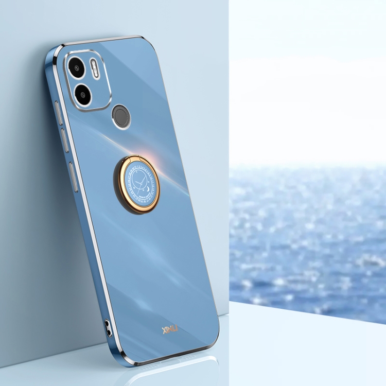 

For Xiaomi Redmi A1+ XINLI Straight Edge 6D Electroplate TPU Phone Case with Ring Holder(Celestial Blue)