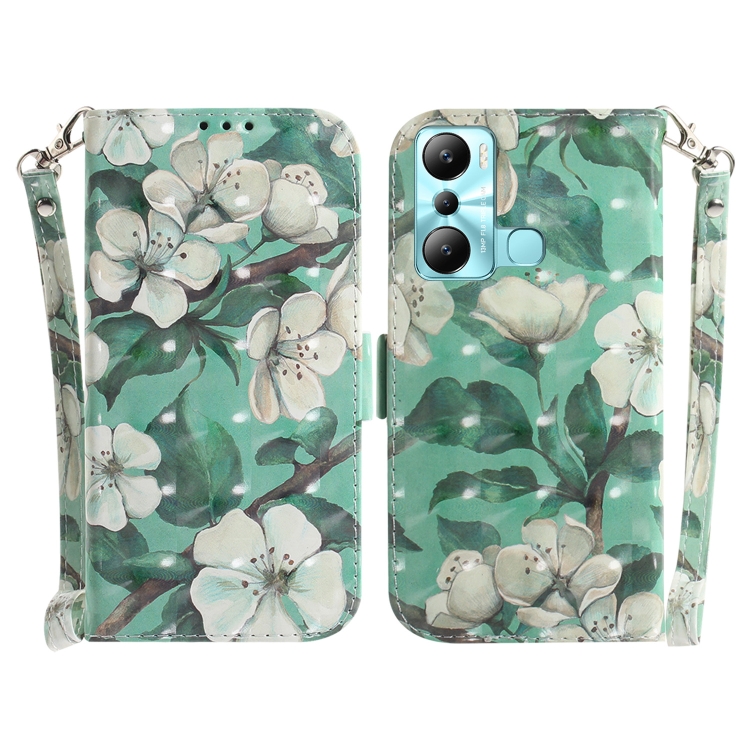 

For Infinix Hot 20i 3D Colored Horizontal Flip Leather Phone Case(Watercolor Flower)