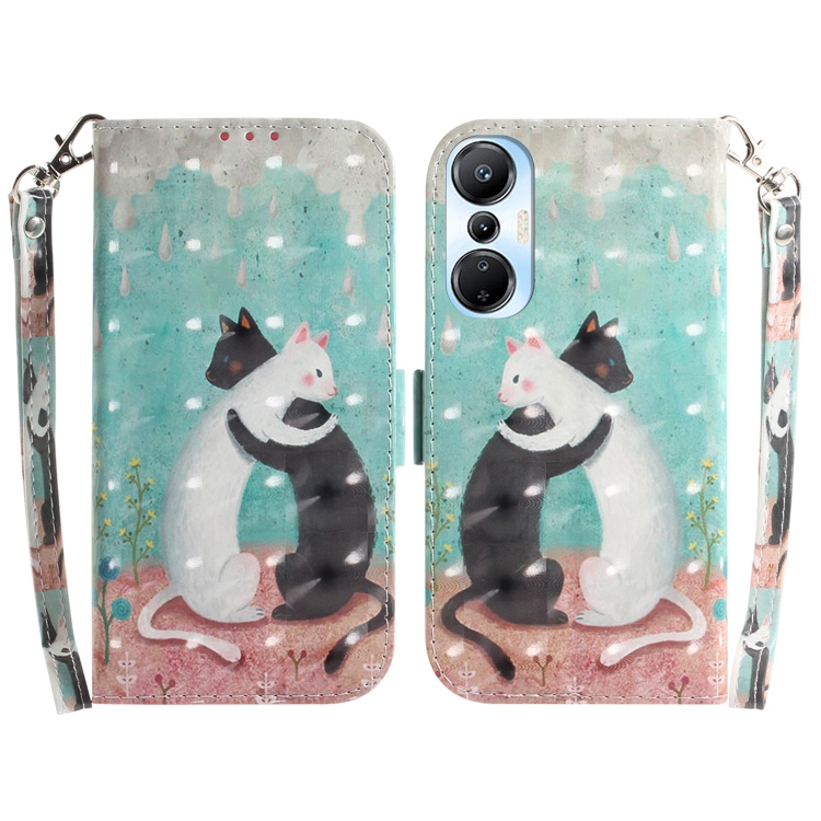 

For Infinix Hot 20s 3D Colored Horizontal Flip Leather Phone Case(Black White Cat)