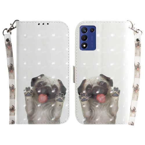 

For Realme Q3S / Q3T / 9 SE / 9 5G Speed 3D Colored Horizontal Flip Leather Phone Case(Pug)