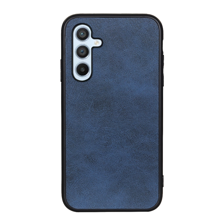 

For Samsung Galaxy A54 5G Accurate Hole Two-color Calf Texture PU Phone Case(Blue)