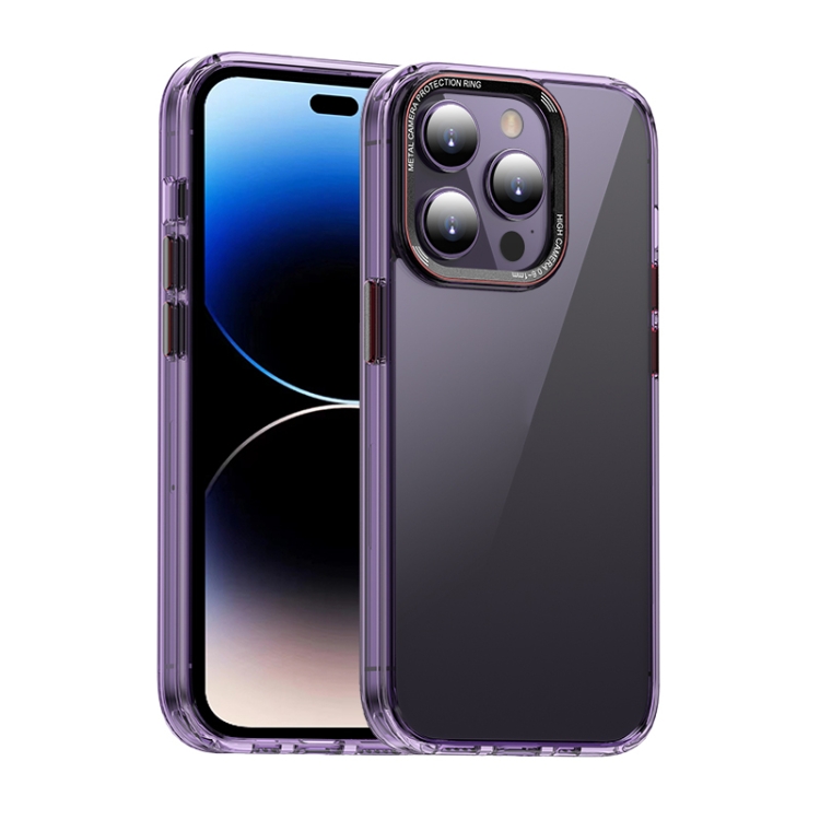 

For iPhone 14 MG Series Crystal Clear Glass Phone Case(Purple)