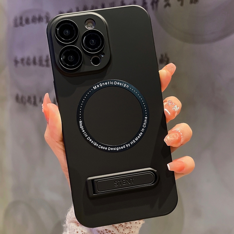 

For iPhone 12 Pro PC Fuel Injection Magsafe Holder Phone Case(Black)