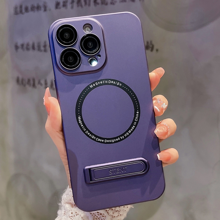 

For iPhone 12 Pro Max PC Fuel Injection Magsafe Holder Phone Case(Purple)