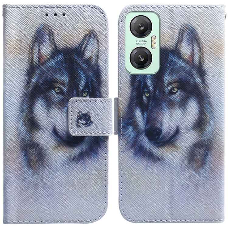 

For Infinix Hot 20 5G Coloured Drawing Flip Leather Phone Case(White Wolf)