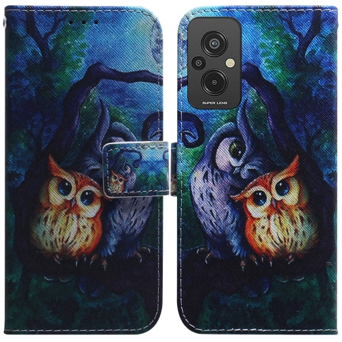 

For Xiaomi Redmi 11 Prime 4G Coloured Drawing Flip Leather Phone Case(Oil Painting Owl)
