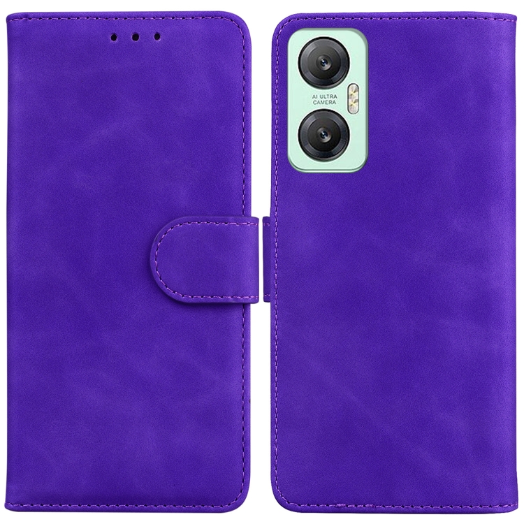 

For Infinix Hot 20 5G Skin Feel Pure Color Flip Leather Phone Case(Purple)