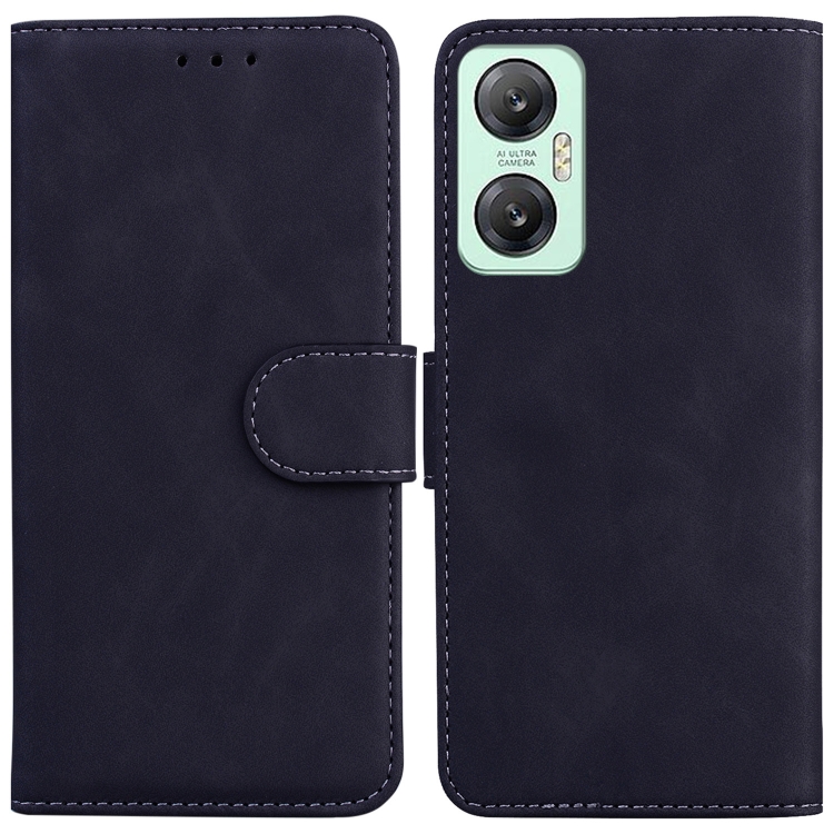 

For Infinix Hot 20 5G Skin Feel Pure Color Flip Leather Phone Case(Black)