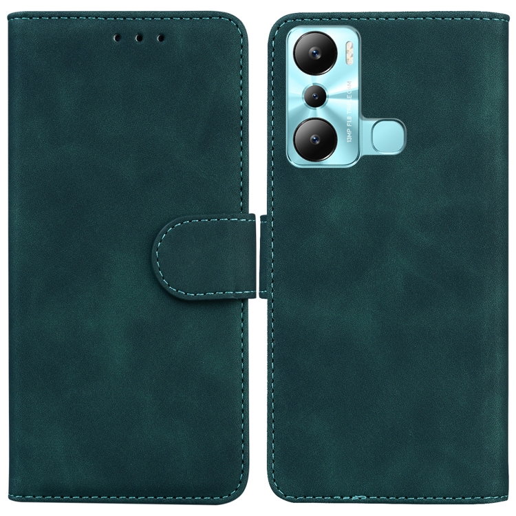 

For Infinix Hot 20i Skin Feel Pure Color Flip Leather Phone Case(Green)
