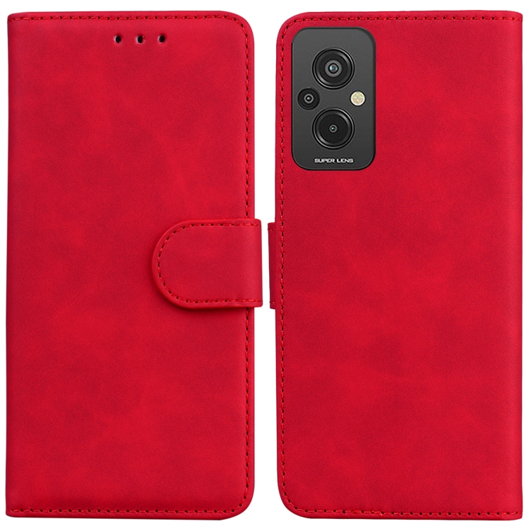 

For Xiaomi Redmi 11 Prime 4G Skin Feel Pure Color Flip Leather Phone Case(Red)