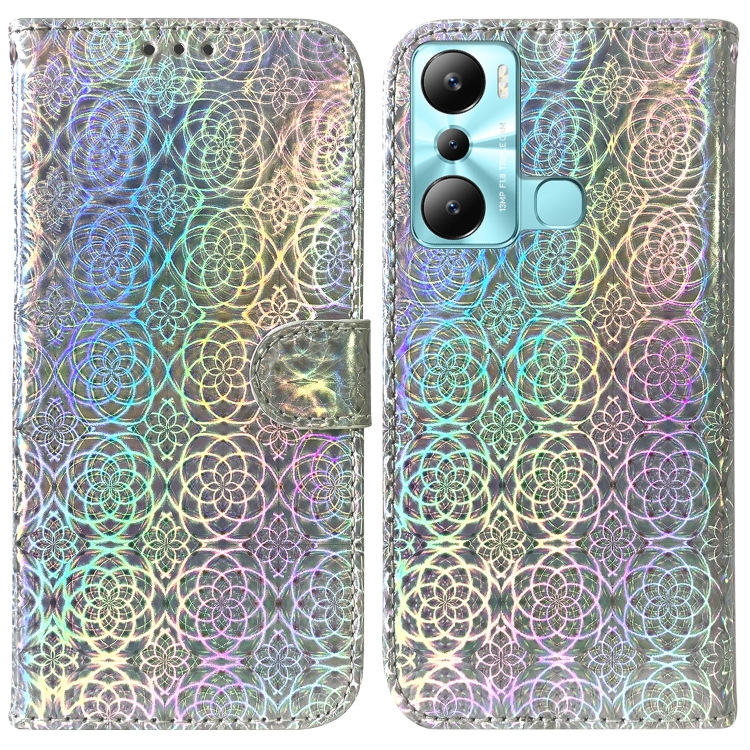 

For Infinix Hot 20i Colorful Magnetic Buckle Leather Phone Case(Silver)