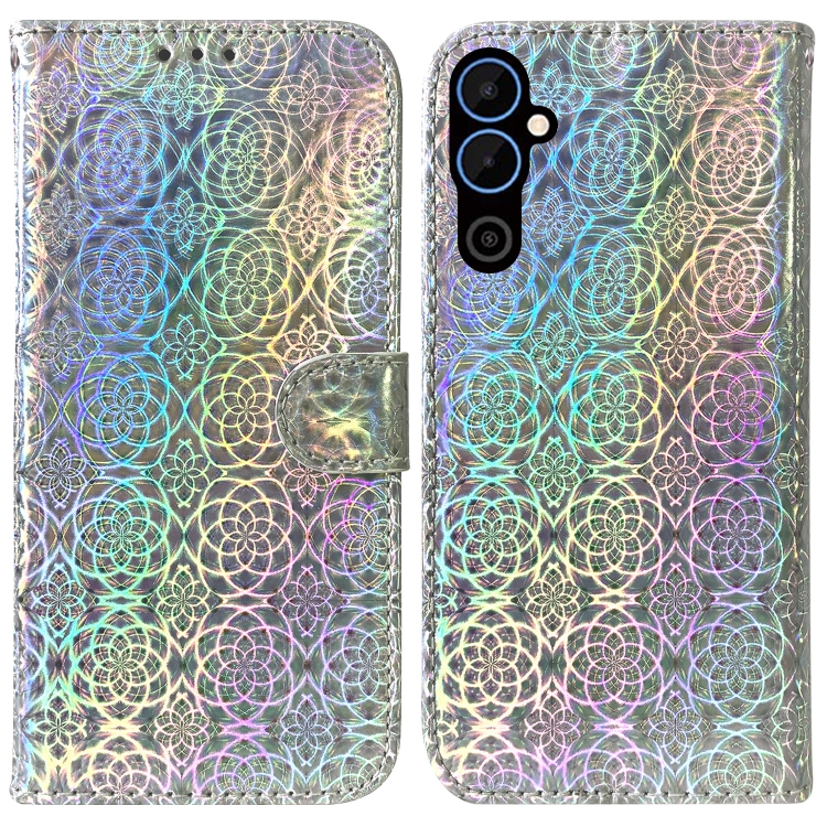 

For Tecno Pova Neo 2 Colorful Magnetic Buckle Leather Phone Case(Silver)
