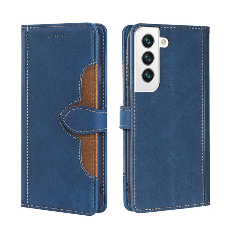 

For Samsung Galaxy S23 5G Skin Feel Magnetic Buckle Leather Phone Case(Blue)