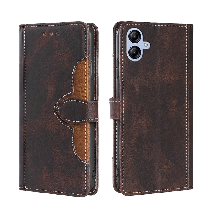 

For Samsung Galaxy A04E Skin Feel Magnetic Buckle Leather Phone Case(Brown)