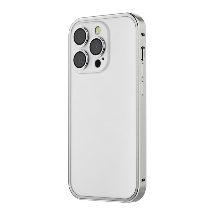 

For iPhone 13 Pro Max Spring Buckle Metal Frosted Phone Case(Silver)