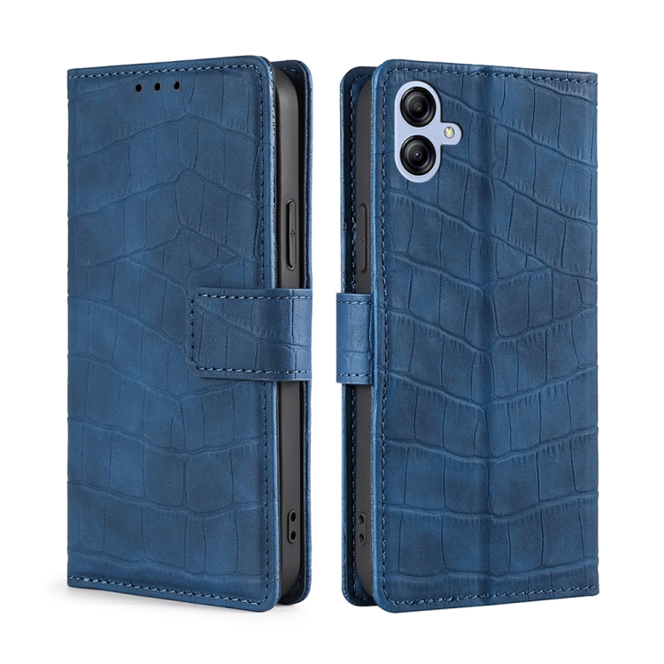 

For Samsung Galaxy A04E Skin Feel Crocodile Magnetic Clasp Leather Phone Case(Blue)