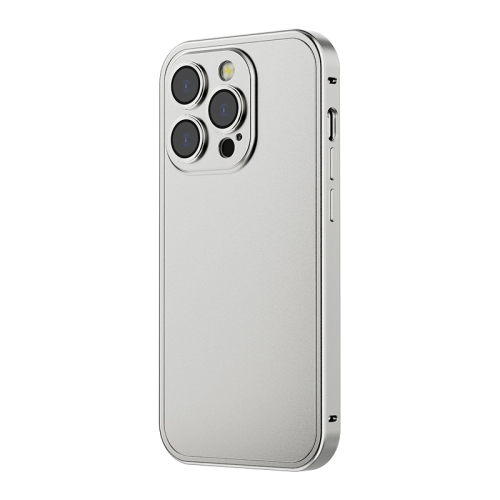 

For iPhone 14 Spring Buckle Metal Solid Color Phone Case(Silver)