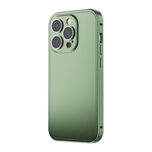 

For iPhone 13 Spring Buckle Metal Solid Color Phone Case(Green)