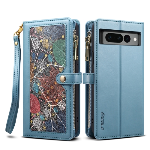 

For Google Pixel 7 Pro 5G ESEBLE Star Series Lanyard Zipper Wallet RFID Leather Case(Blue)