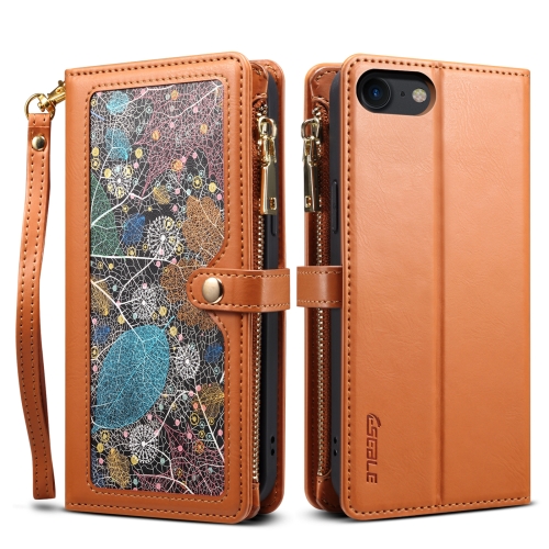 For iPhone 6s / 6 ESEBLE Star Series Lanyard Zipper Wallet RFID Leather Case(Brown)