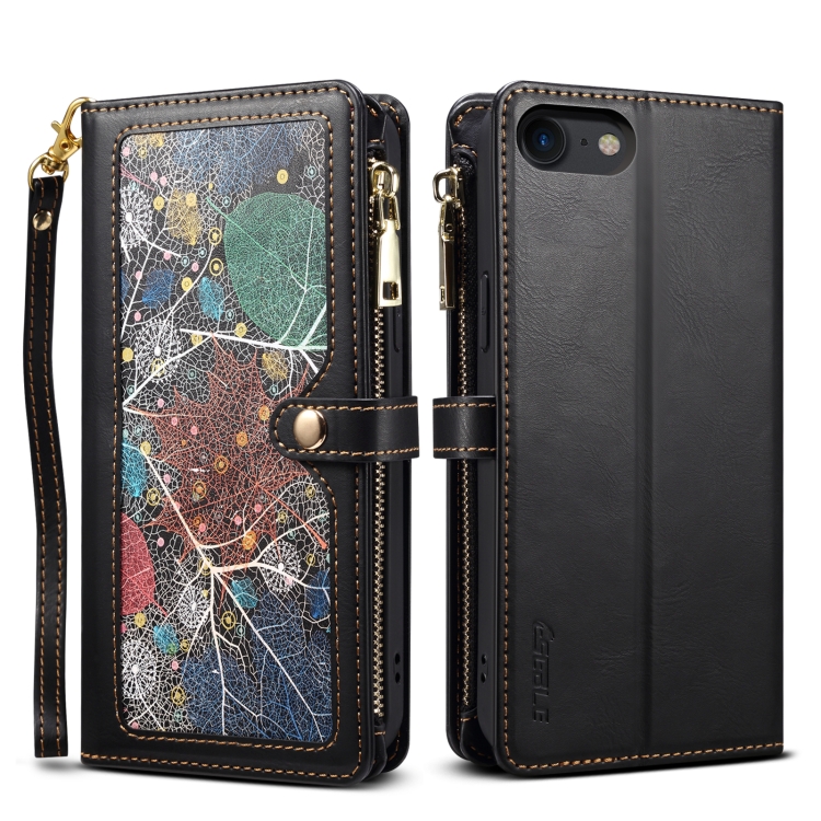 

For iPhone 6s / 6 ESEBLE Star Series Lanyard Zipper Wallet RFID Leather Case(Black)