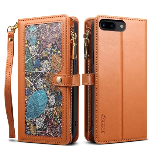For iPhone 6s Plus / 6 Plus ESEBLE Star Series Lanyard Zipper Wallet RFID Leather Case(Brown)
