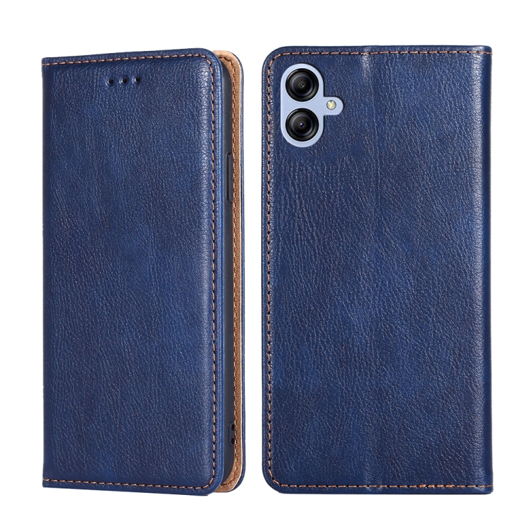 

For Samsung Galaxy A04E Gloss Oil Solid Color Magnetic Leather Phone Case(Blue)