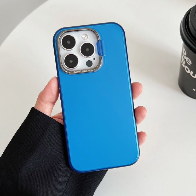

For iPhone 13 Pro Max Invisible Holder Ultra-thin PC Phone Case(Transparent Blue)
