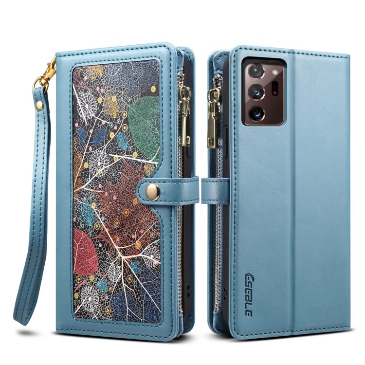 

For Samsung Galaxy Note20 Ultra ESEBLE Star Series Lanyard Zipper Wallet RFID Leather Case(Blue)